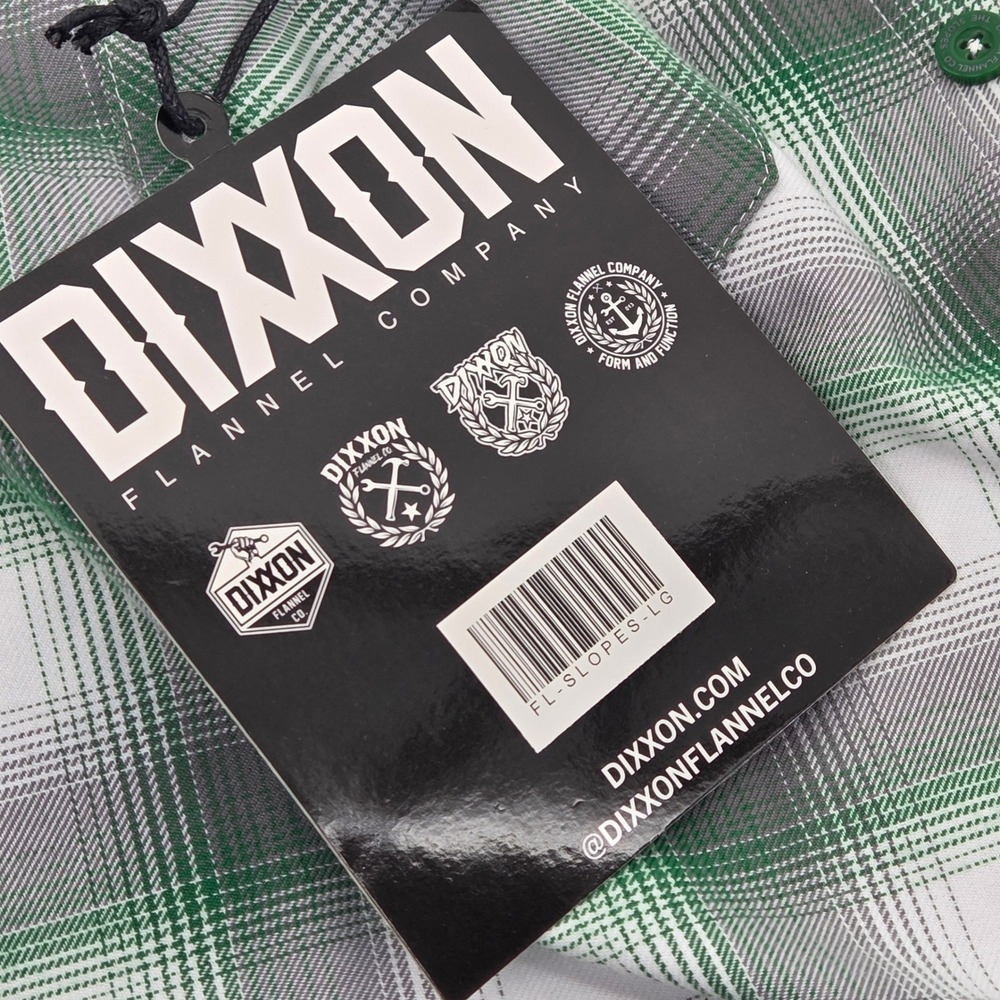 Dixxon Slopes Green Flannel Button Long Sleeve Limited Shirt Mens Large NWT - Picture 12 of 14